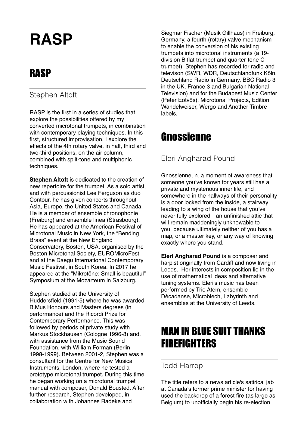 RASP CD Programme Notes
