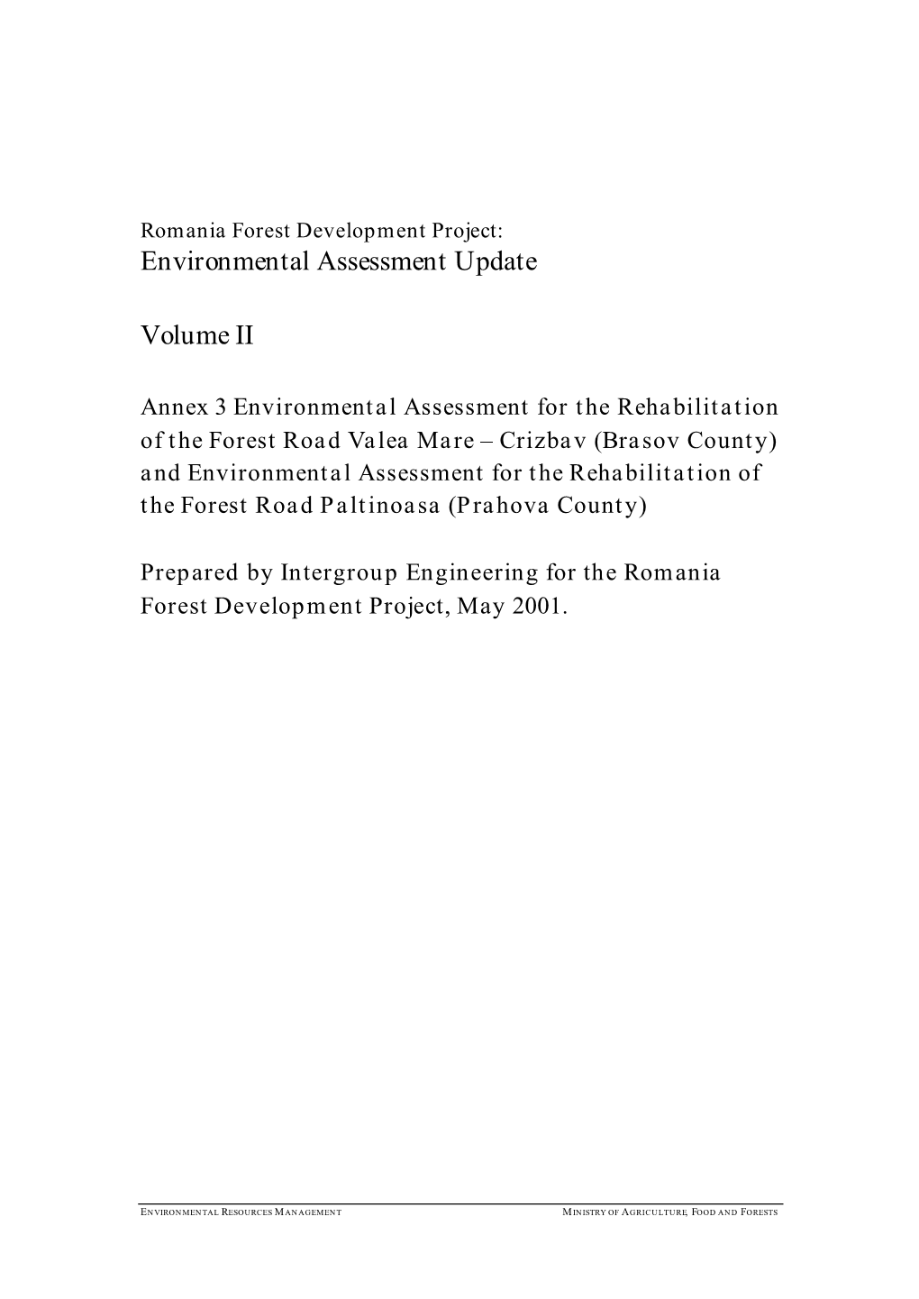 Environmental Assessment Update Volume II