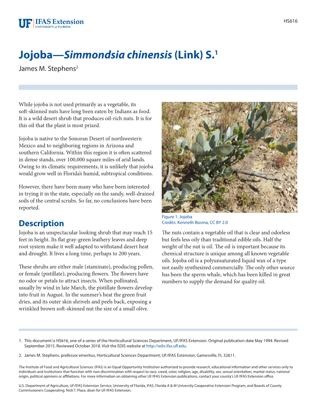 Jojoba—Simmondsia Chinensis (Link) S.1 James M