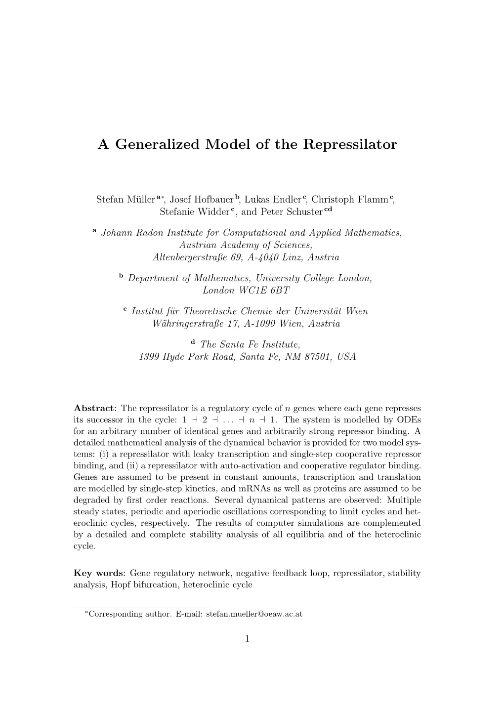 A Generalized Model of the Repressilator