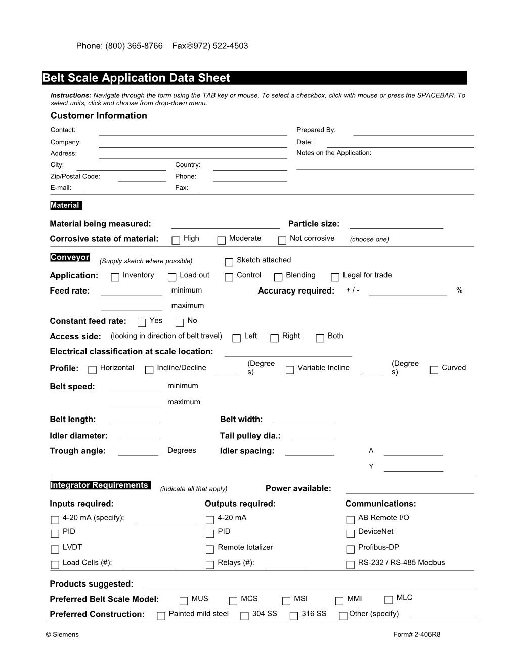 Beltscale Application Data Sheet