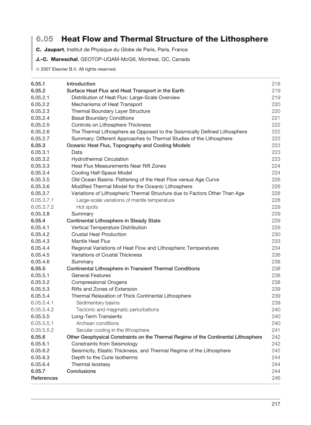 6.05 Heat Flow and Thermal Structure of the Lithosphere C