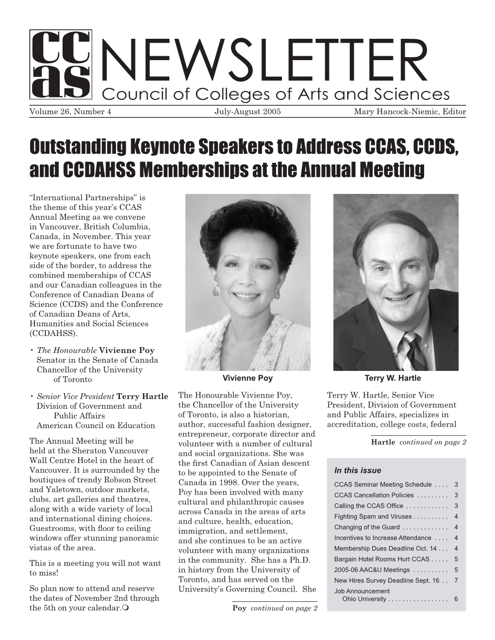 Outstanding Keynote Speakers to Address CCAS, CCDS, and CCDAHSS Memberships at the Annual Meeting