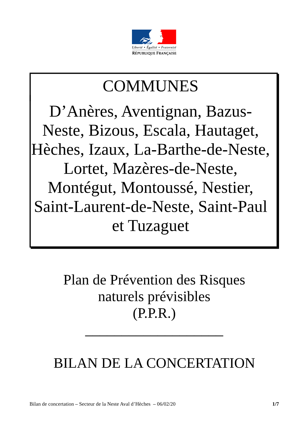 COMMUNES D'anères, Aventignan, Bazus- Neste, Bizous, Escala