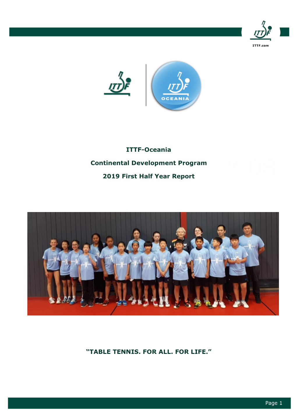 ITTF-Oceania Continental Development Program 2019 First