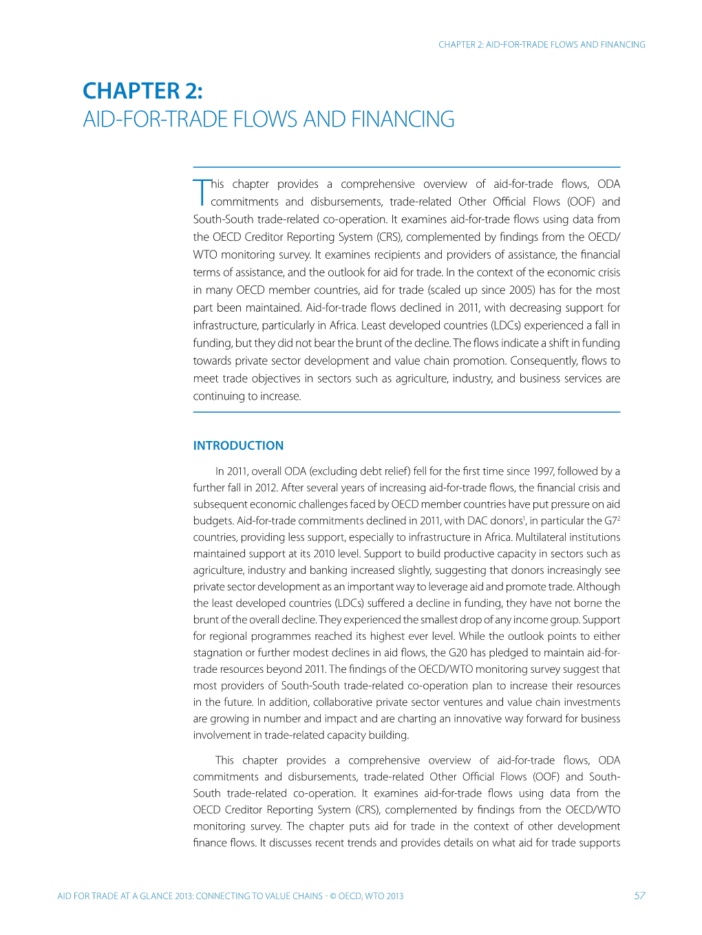 Aid-For-Trade Flows and Financing