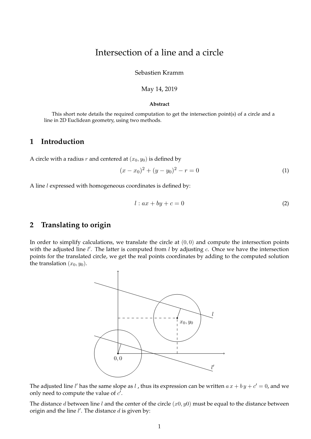 Intersection of a Line and a Circle