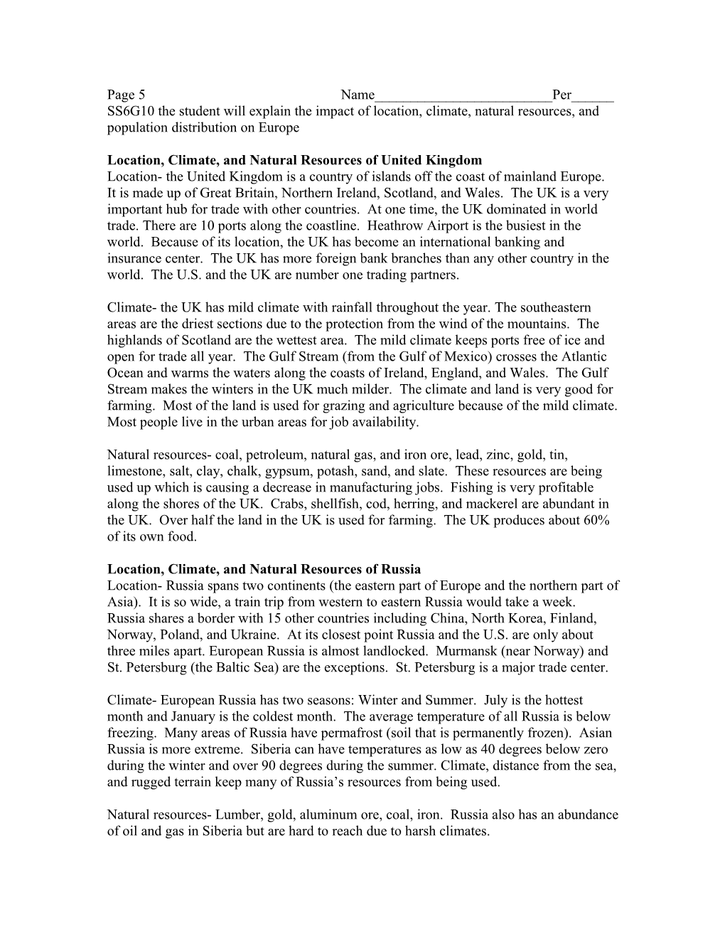 Location, Climate, and Natural Resources of United Kingdom