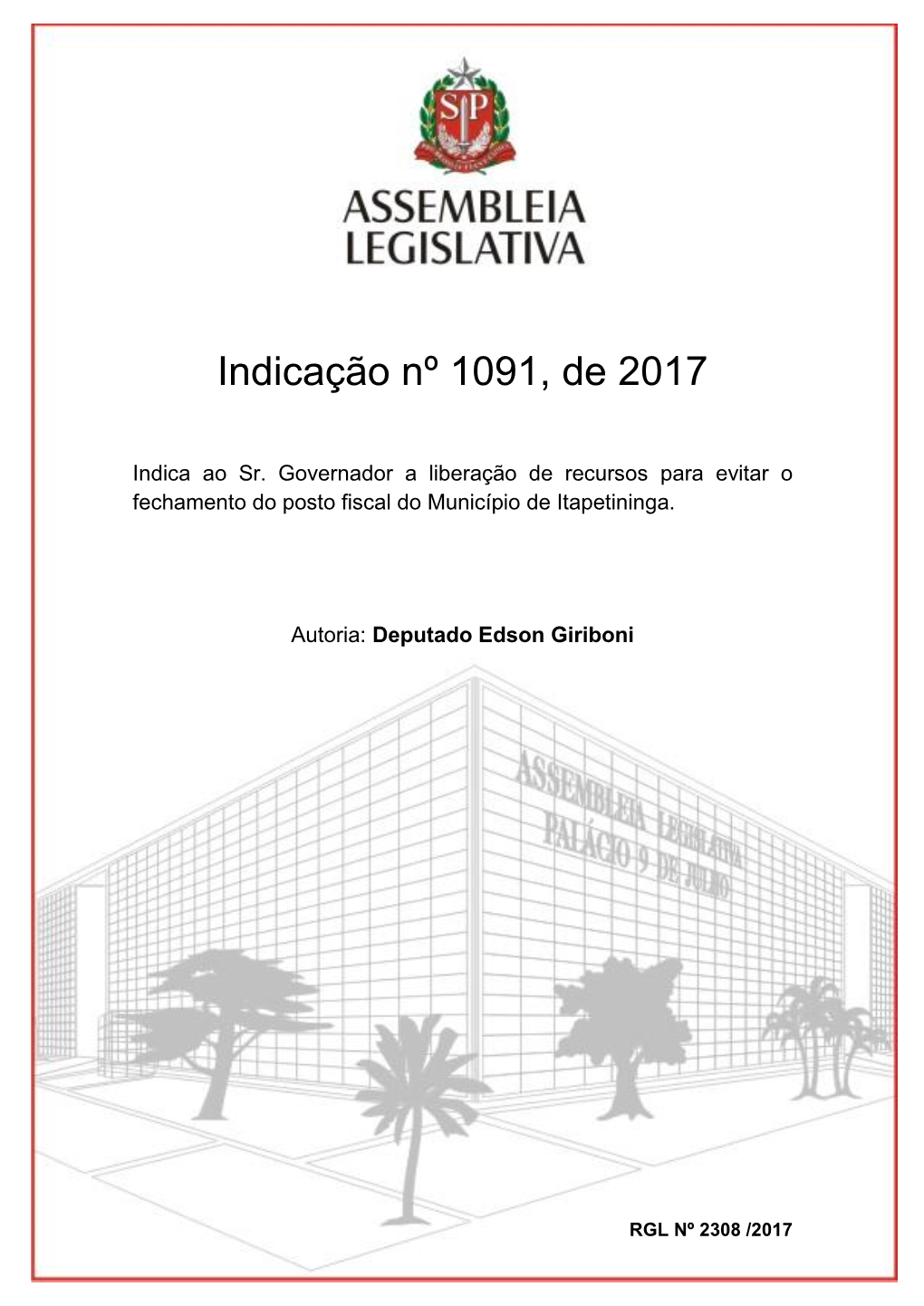 Indicação Nº 1091, De 2017