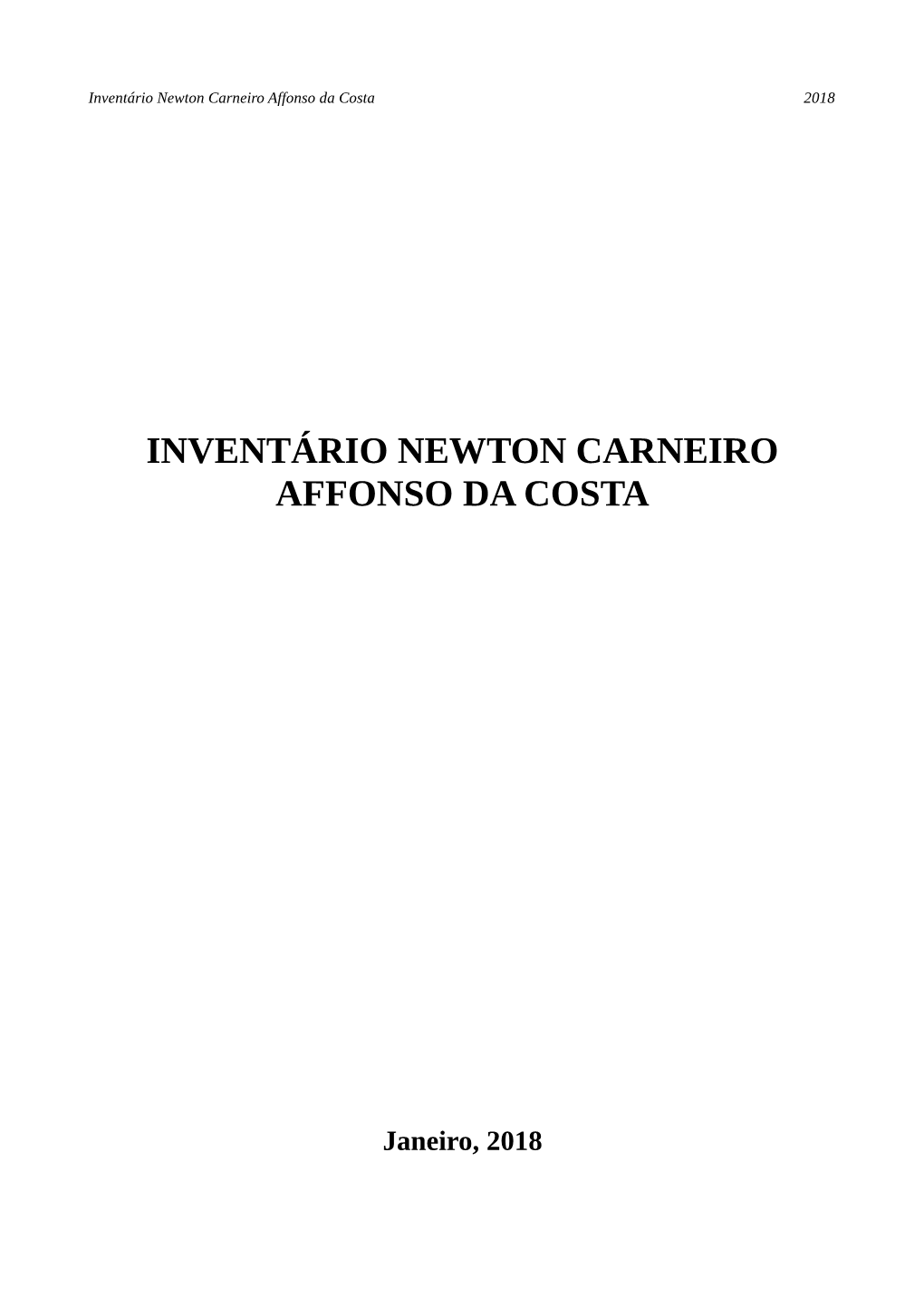 Inventário Newton Carneiro Affonso Da Costa 2018