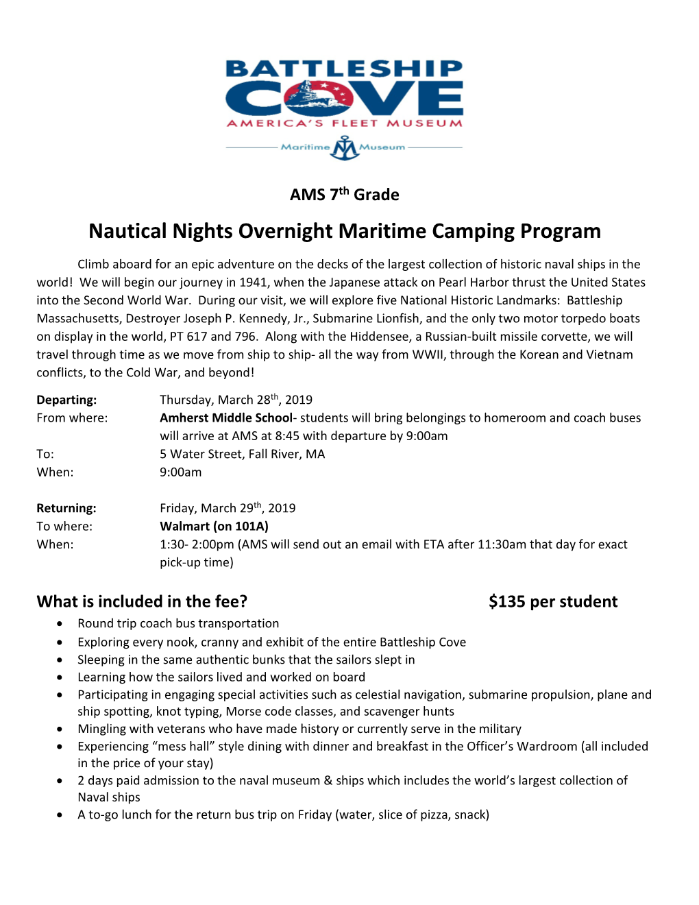 Nautical Nights Overnight Maritime Camping Program