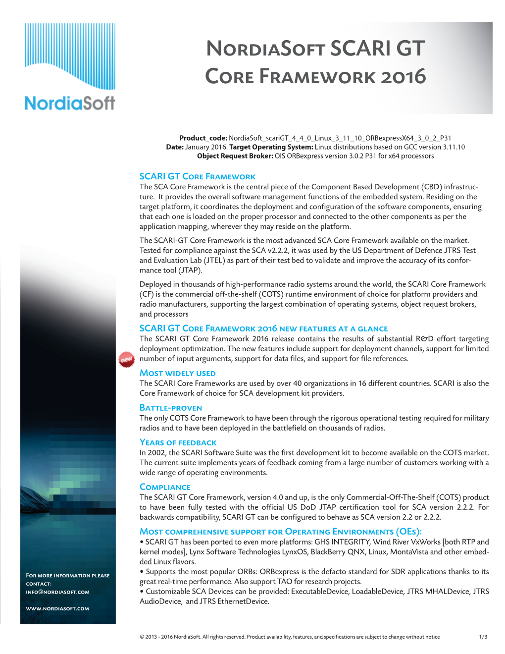 Nordiasoft SCARI GT Core Framework 2016