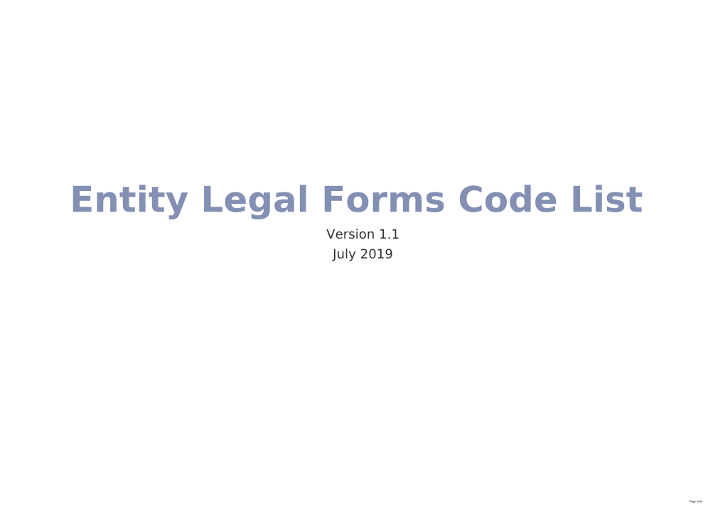 Entity Legal Forms Code List Version 1.1 July 2019