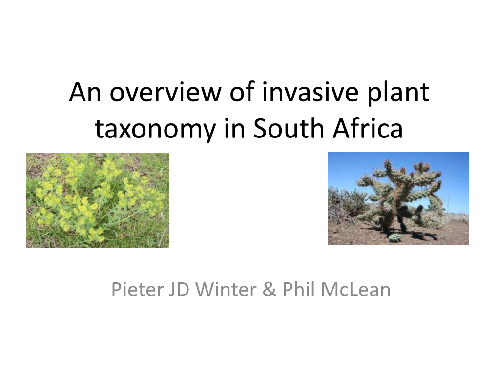 An Overview of Invasive Plant Taxonomy in South Africa