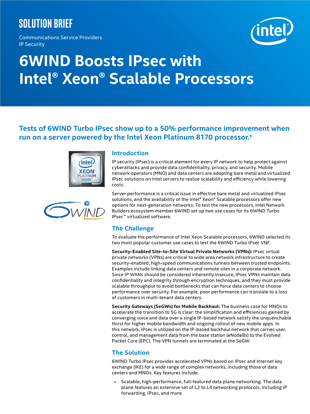 6WIND Boosts Ipsec with Intel® Xeon® Scalable Processors