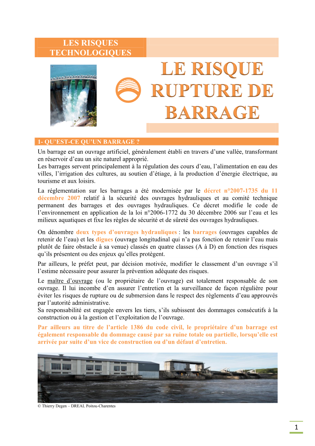 Le Risque Rupture De Barrage