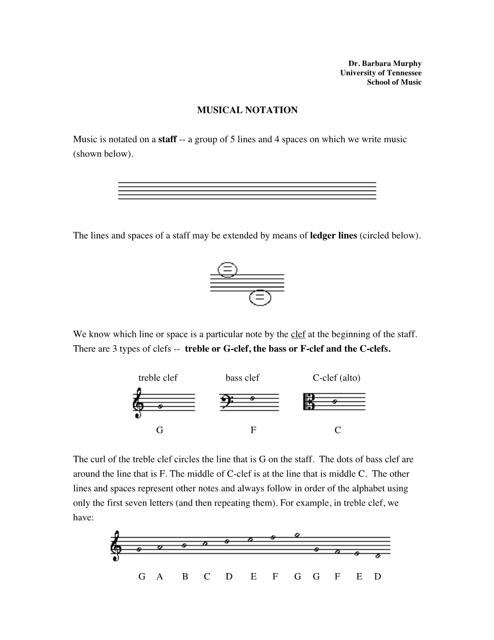 MUSICAL NOTATION Music Is Notated on a Staff