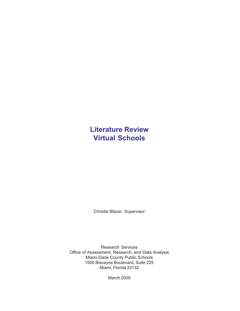 Literature Review Virtual Schools