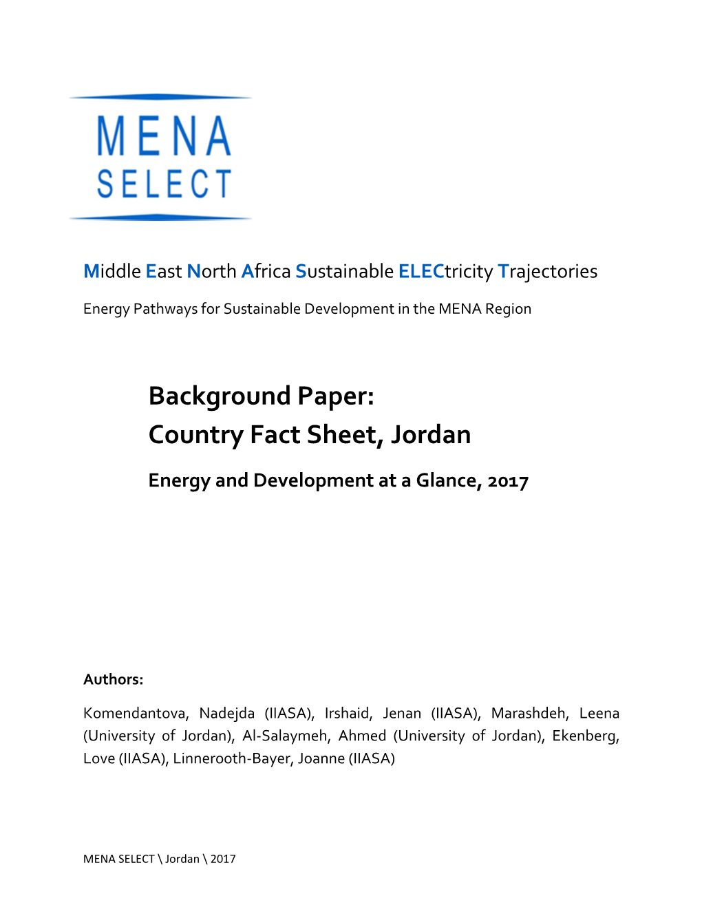Country Fact Sheet, Jordan