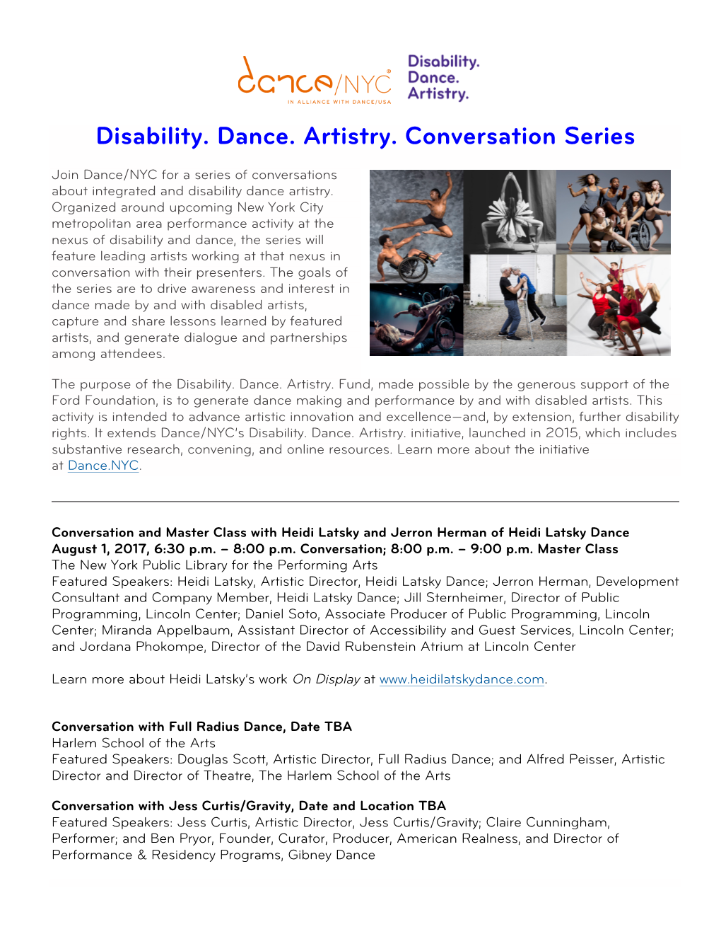 Disability. Dance. Artistry. Conversation Series