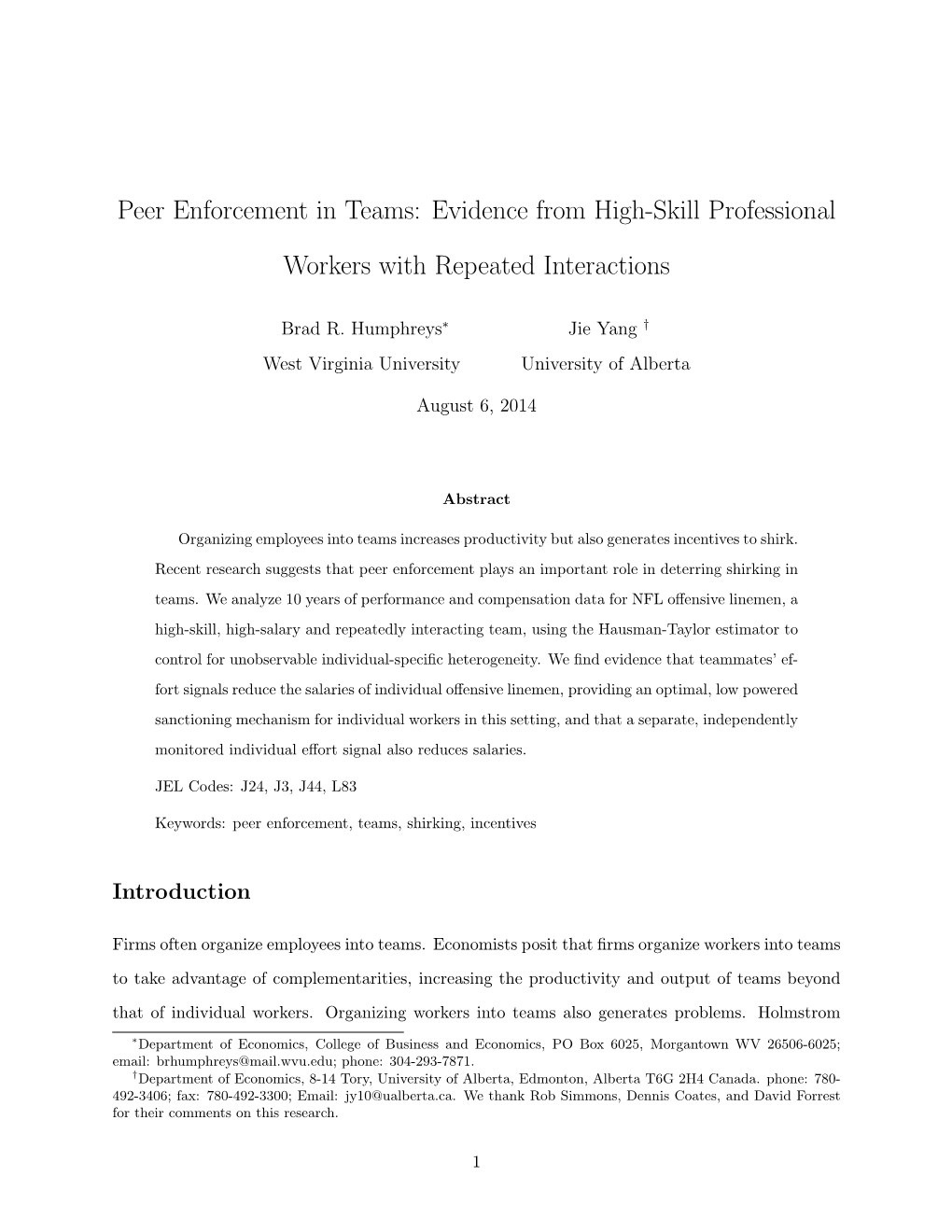 Evidence from High-Skill Professional Workers