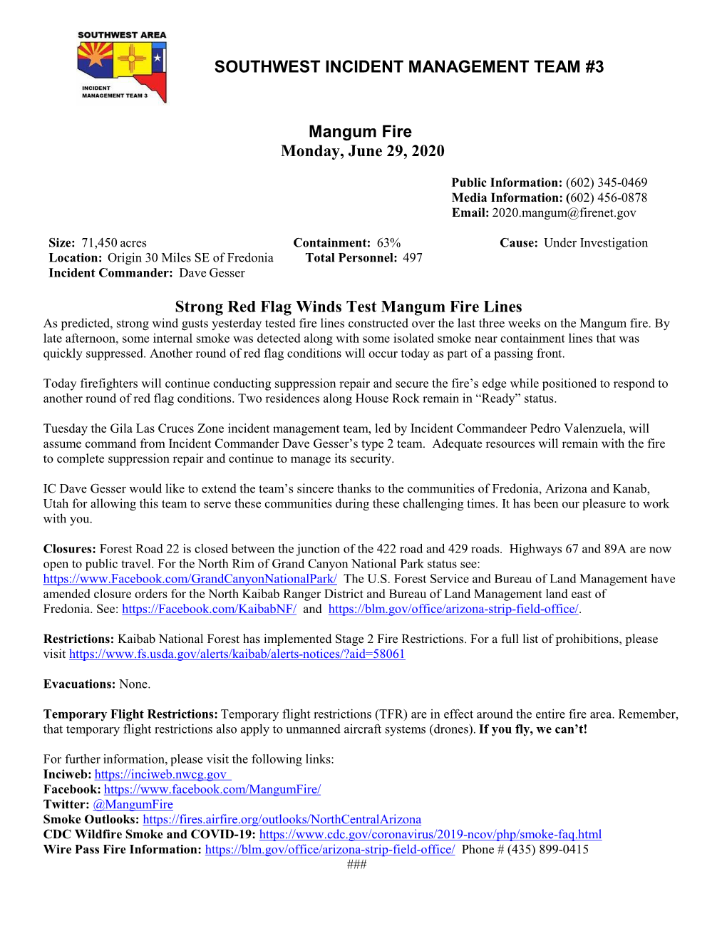 Mangum Fire Update