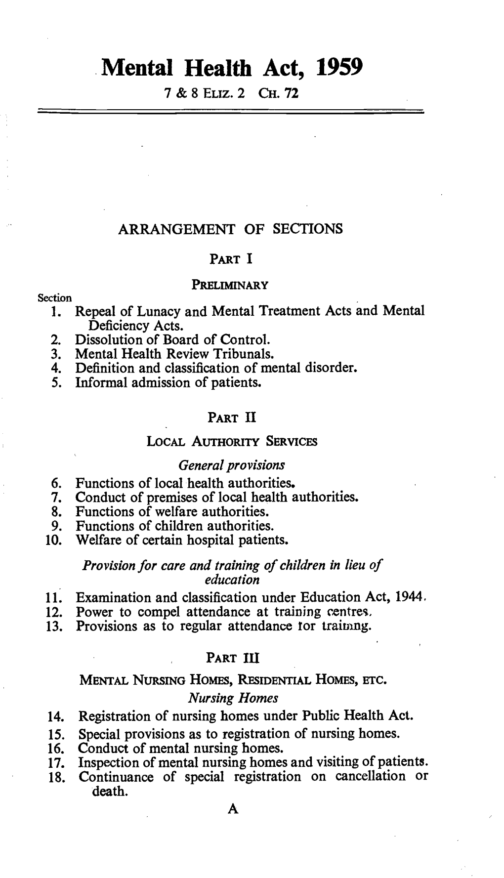 Mental Health Act, 1959 7 & 8 ELIZ