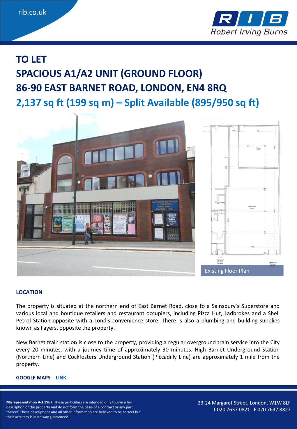 86-90 EAST BARNET ROAD, LONDON, EN4 8RQ 2137 Sq Ft