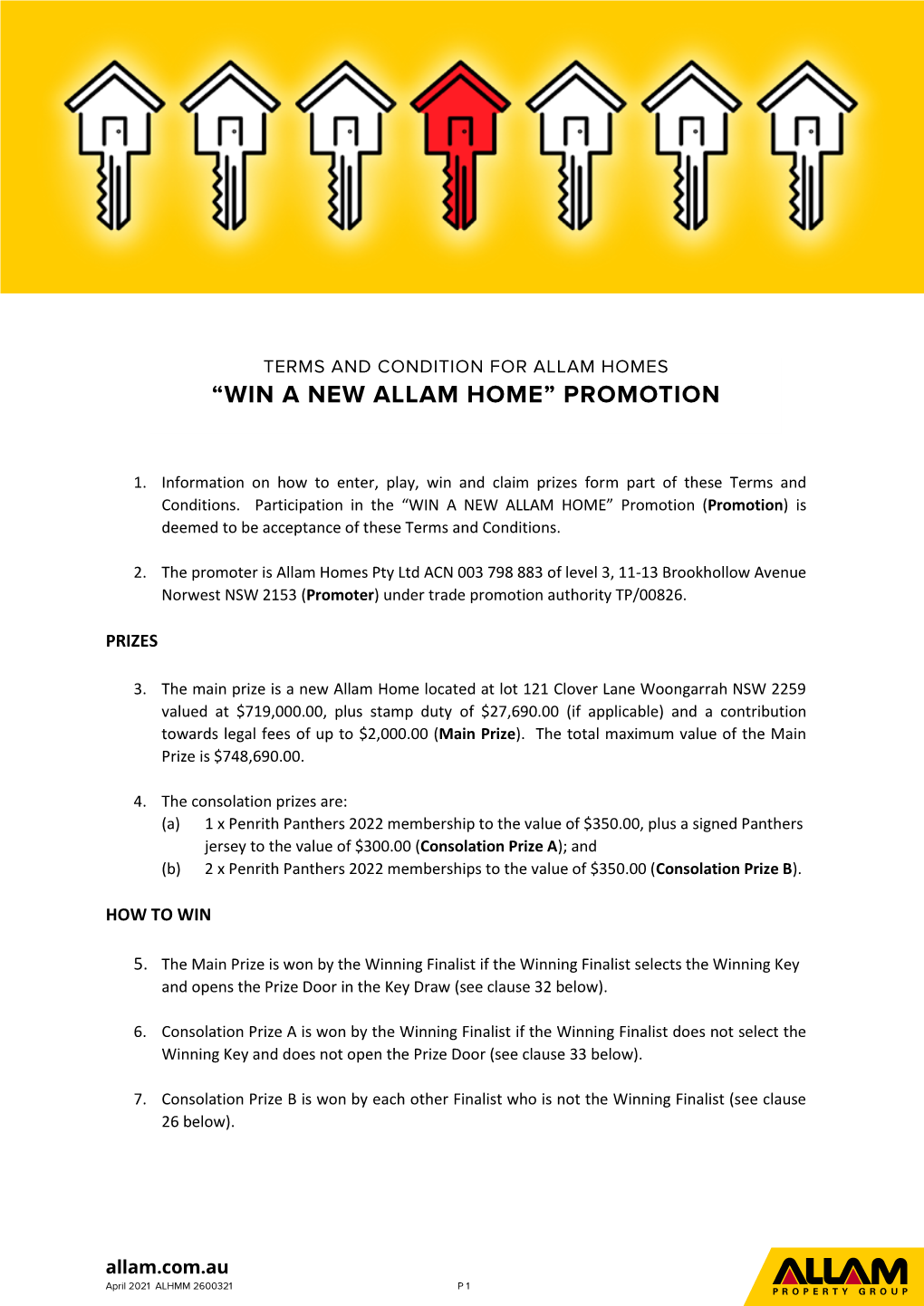 “Win a New Allam Home” Promotion “Win a New Allam Home” Promotion