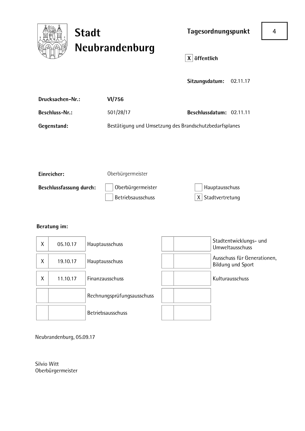 TOP 4 Beschluss-Nr.: 501/28/17