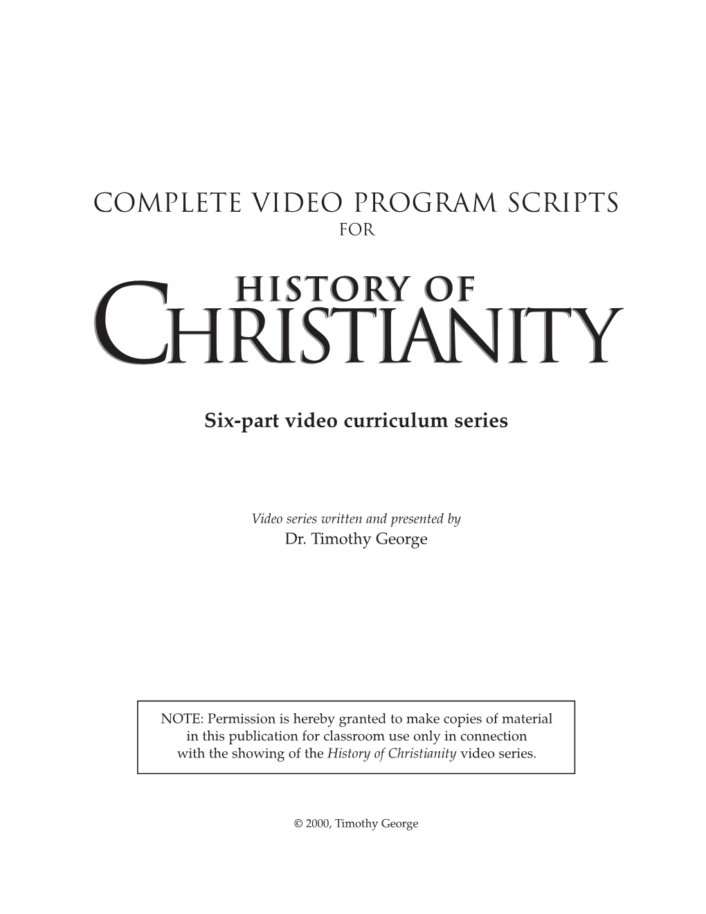 History of Christianity Scripts