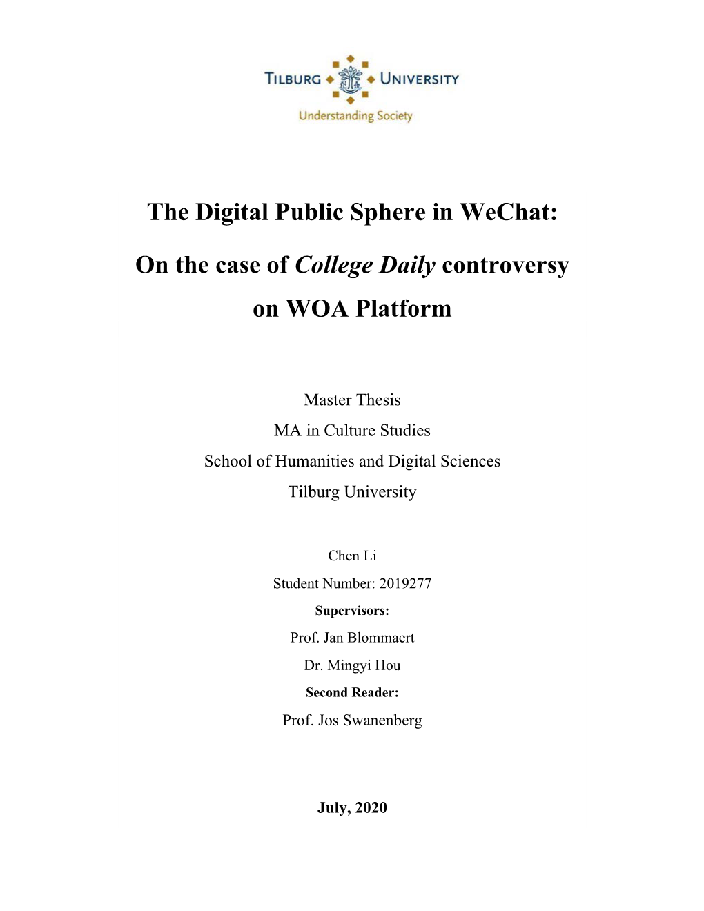 The Digital Public Sphere in Wechat: on the Case of College Daily