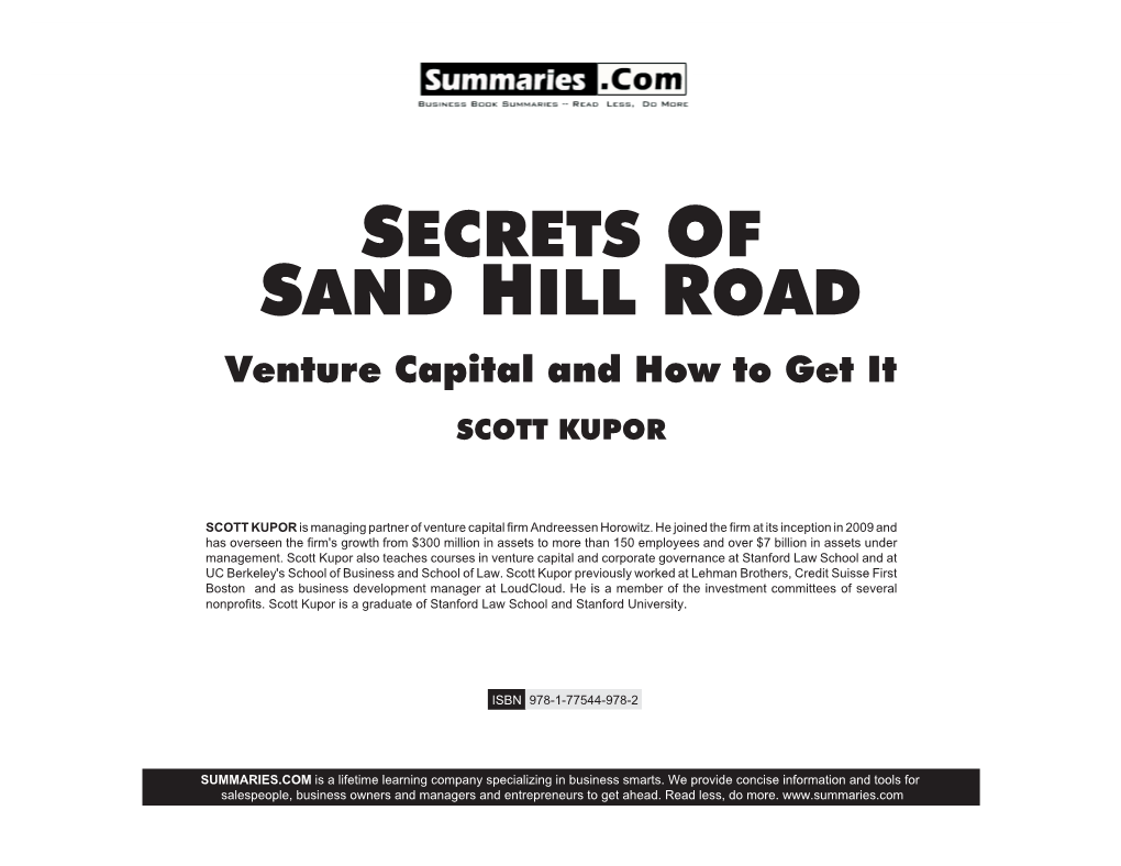 "Secrets of Sand Hill Road" by Scott Kupor