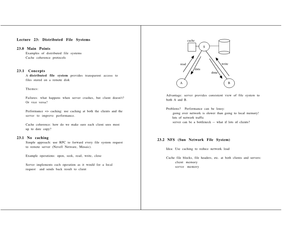 Distributed File Systems Cache