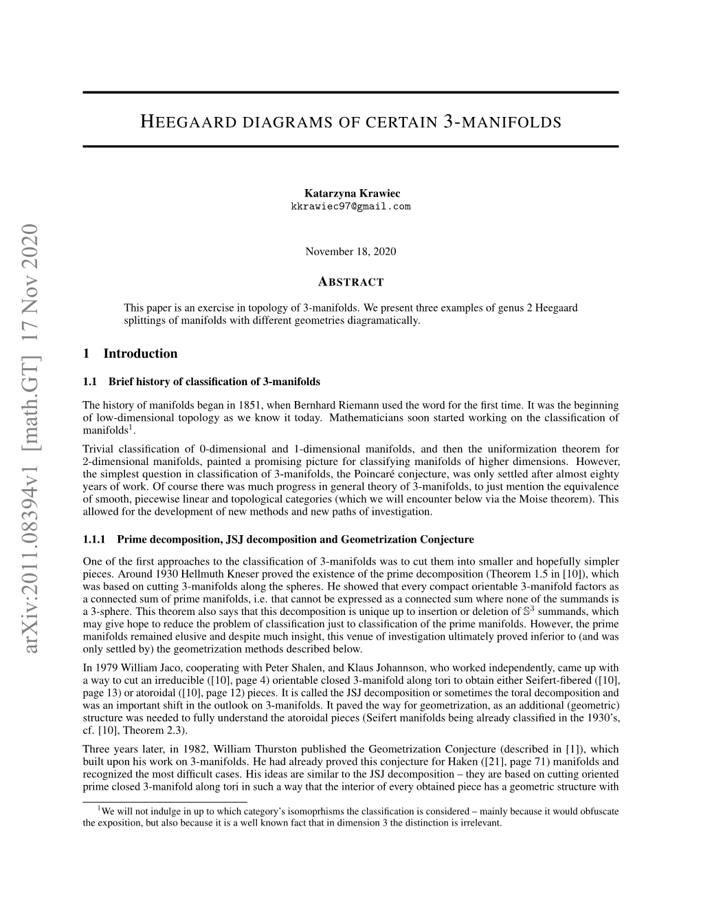 Heegaard Diagrams of Certain 3-Manifolds