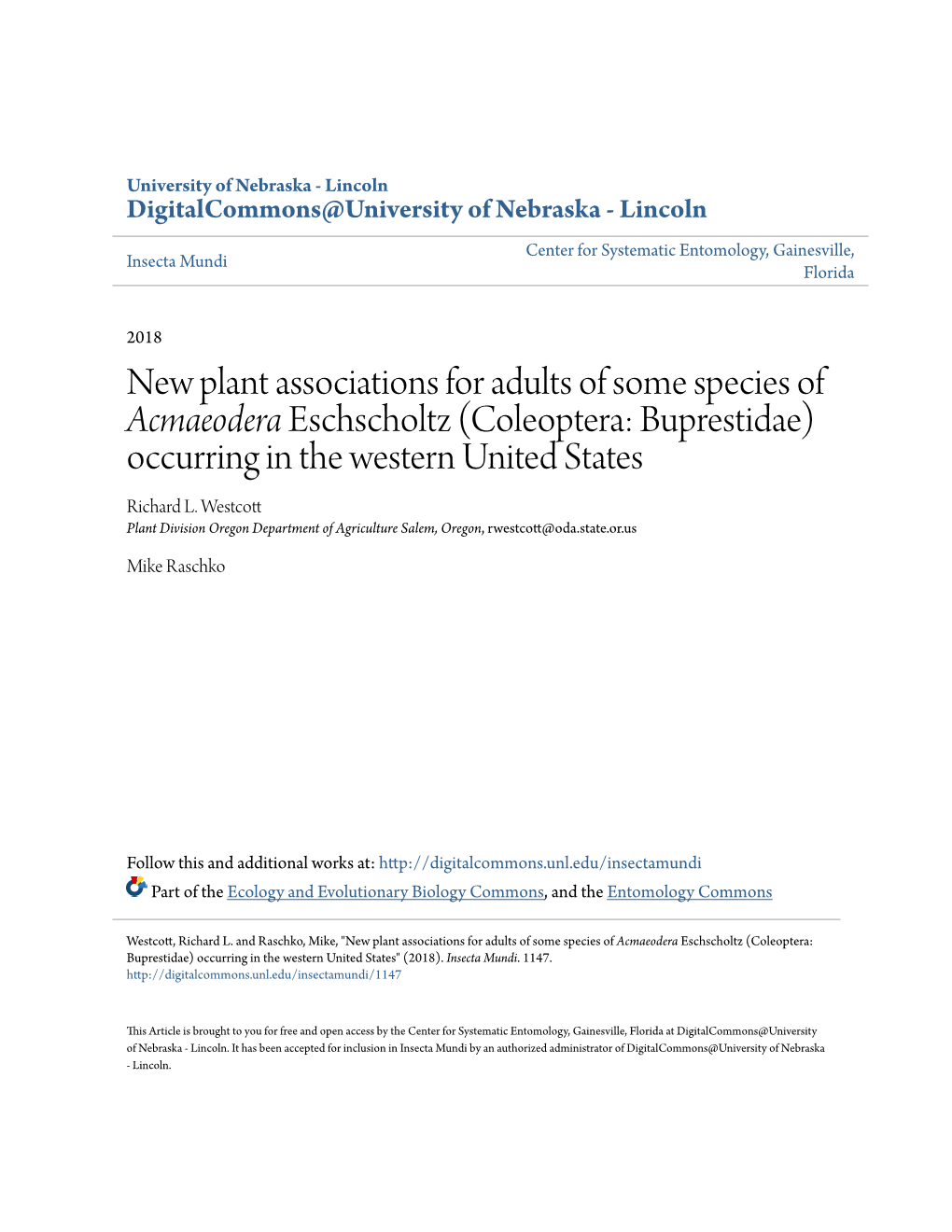 New Plant Associations for Adults of Some Species of <I>Acmaeodera</I