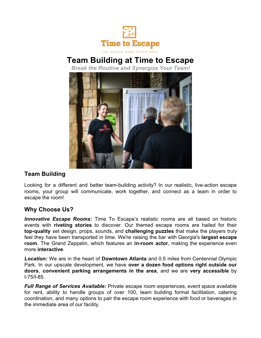 Team Building at Time to Escape Break the Routine and Synergize Your Team!