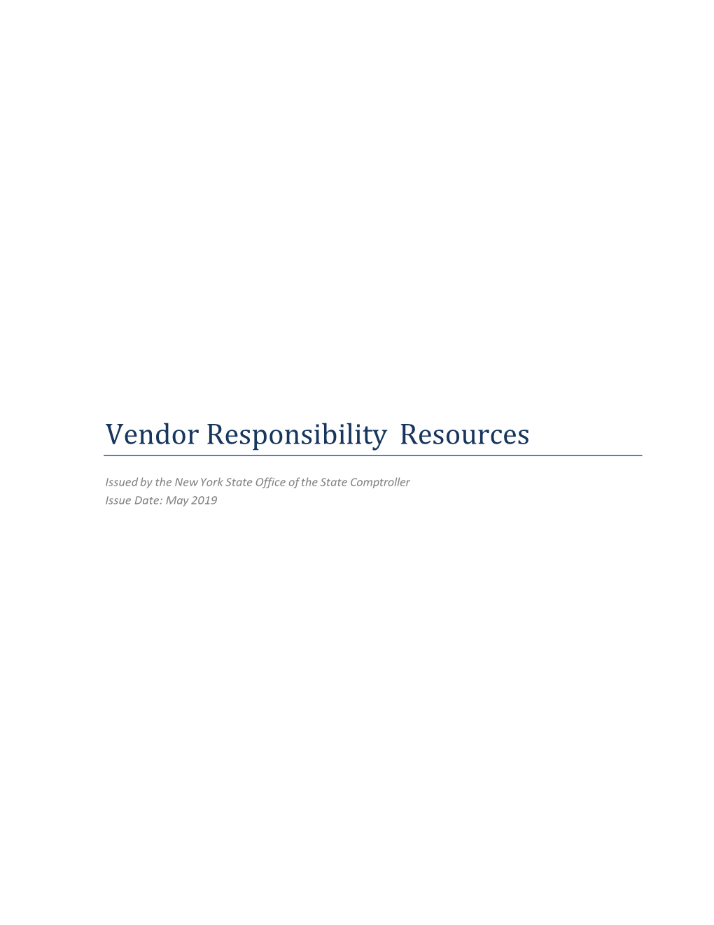 Vendor Responsibility Resources