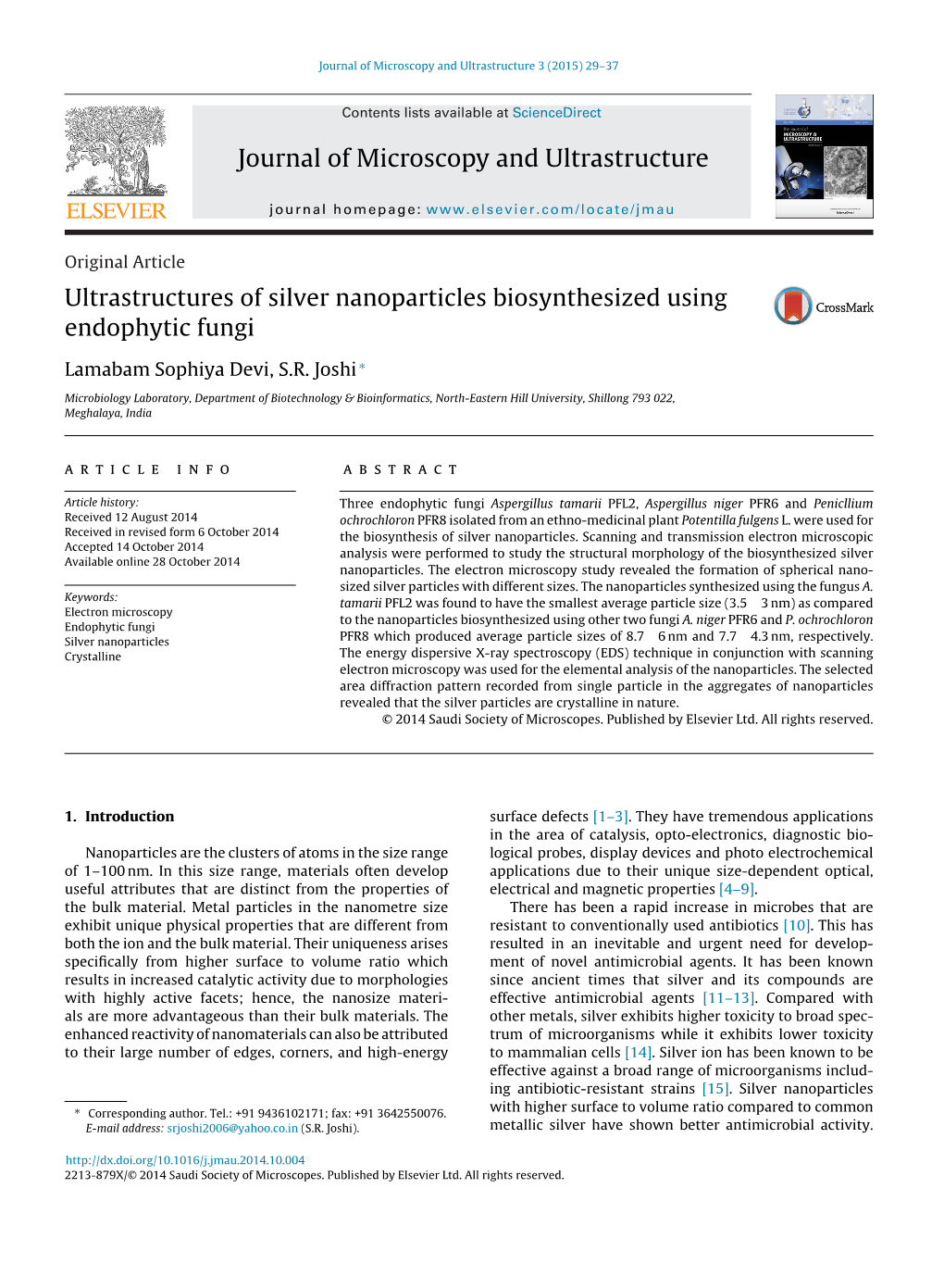 Journal of Microscopy and Ultrastructure 3 (2015) 29–37