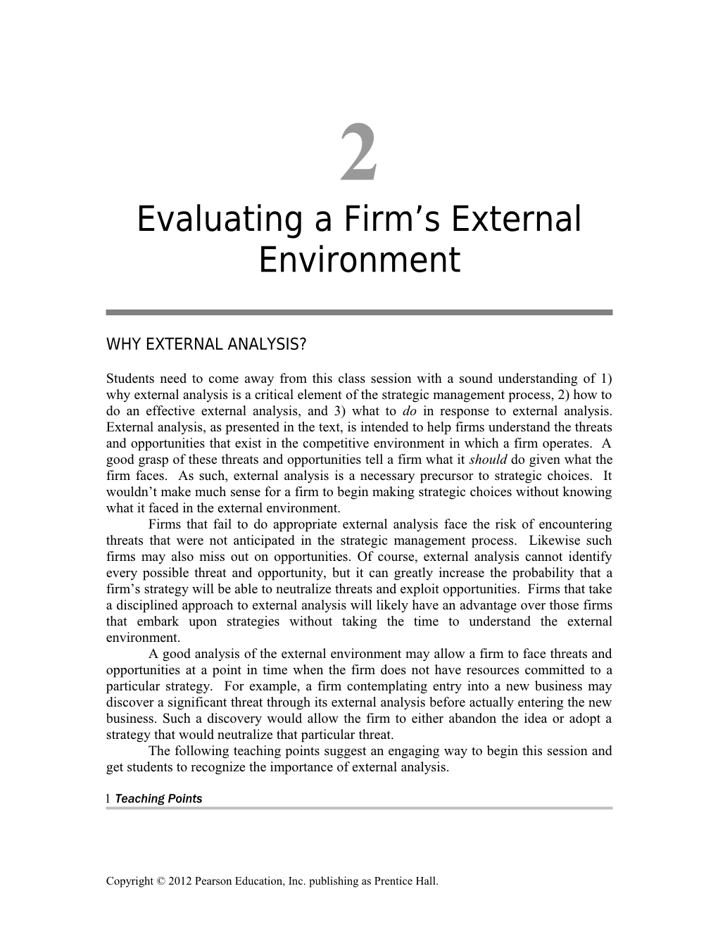 Chapter 2: Evaluating a Firm S External Environment