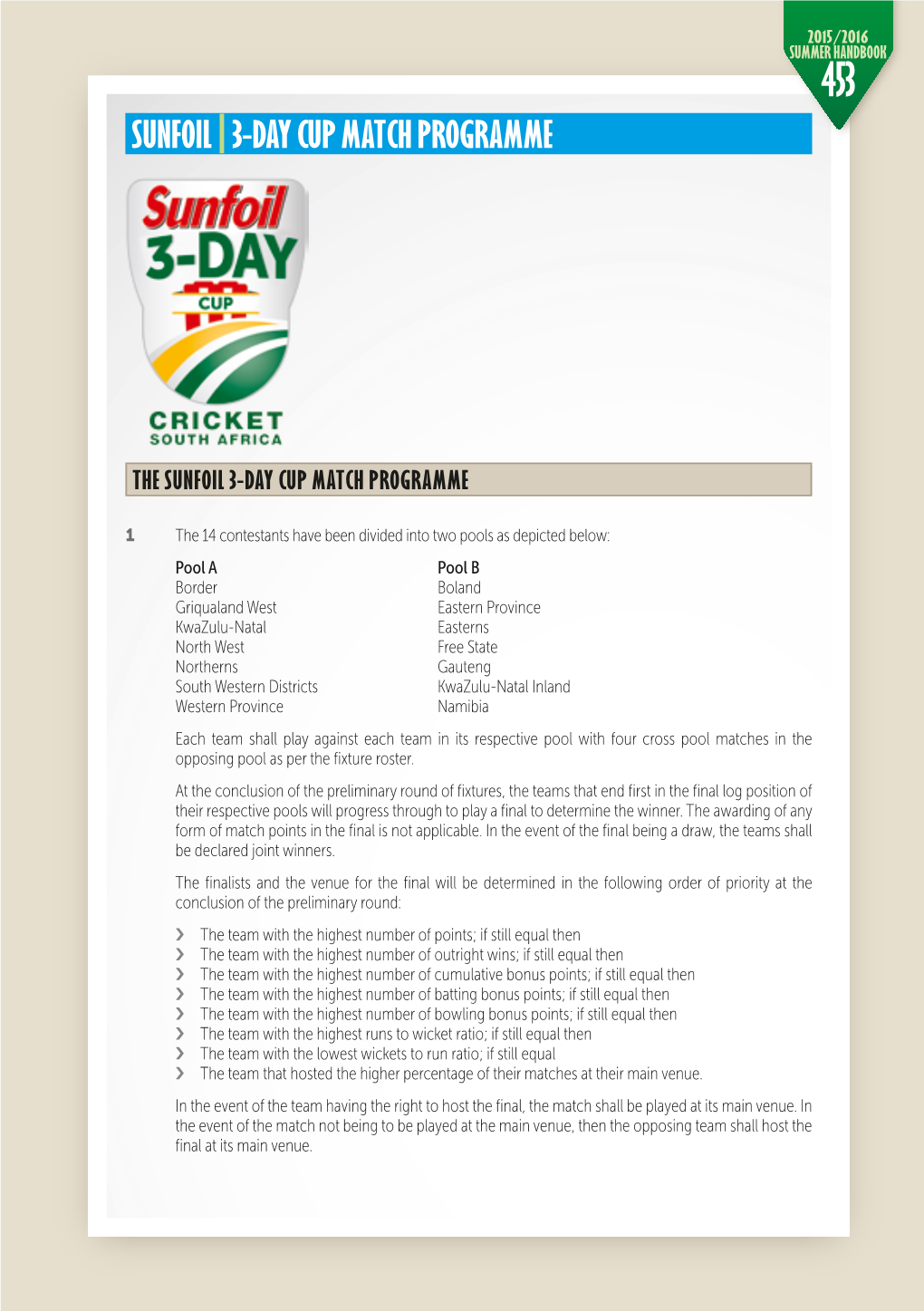 Sunfoil |3-Day Cup Match Programme