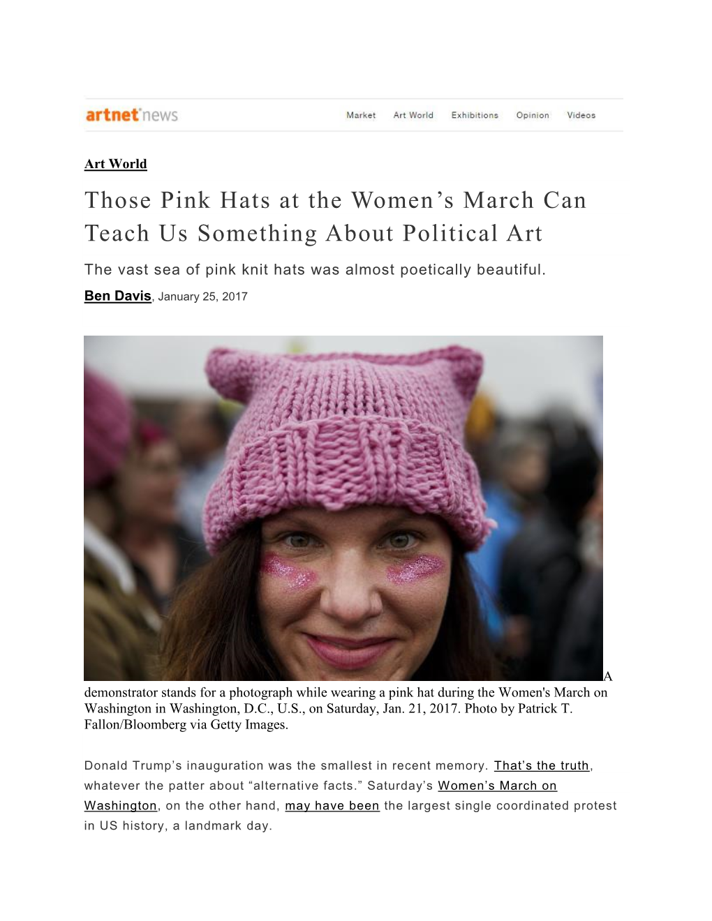 Those Pink Hats at the Women's March Can Teach Us Something