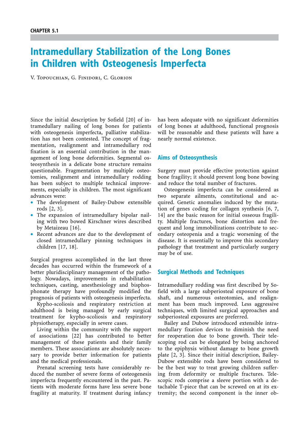 Intramedullary Stabilization of the Long Bones in Children with Osteogenesis Imperfecta