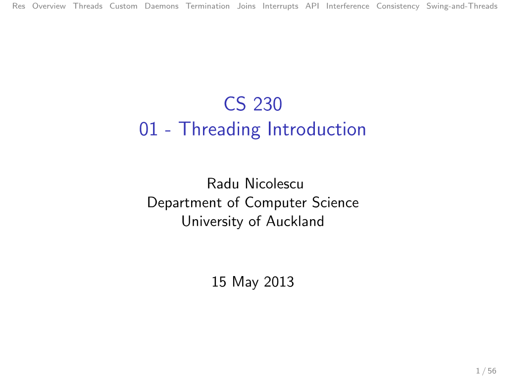 CS 230 01 - Threading Introduction