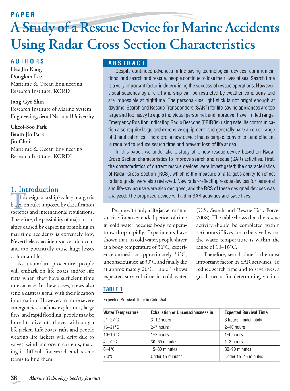 A Study of a Rescue Device for Marine Accidents Using Radar Cross Section Characteristics