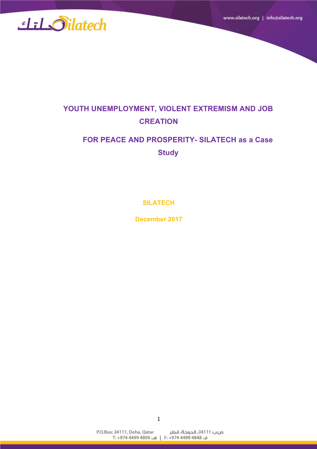Youth Unemployment, Violent Extremism and Job Creation