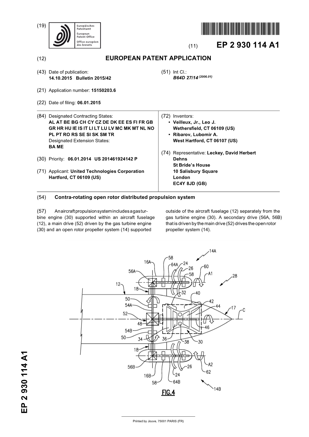 Contra-Rotating Open Rotor Distributed Propulsion System