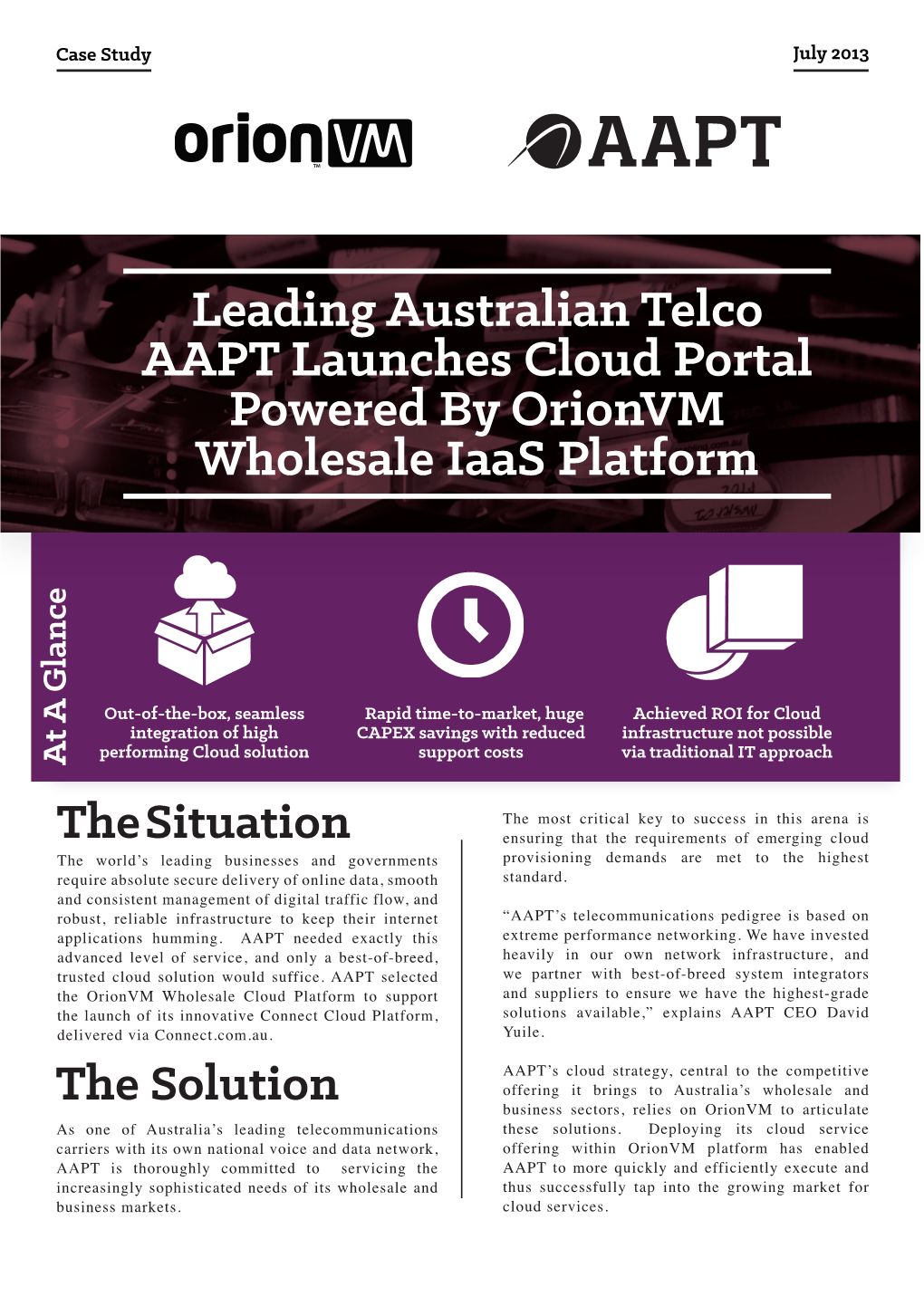 Leading Australian Telco AAPT Launches Cloud Portal Powered by Orionvm Wholesale Iaas Platform