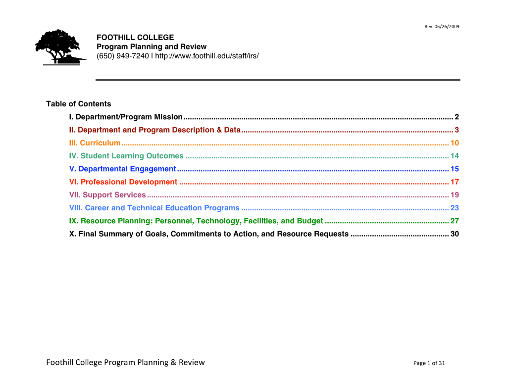 Foothill College Program Planning & Review