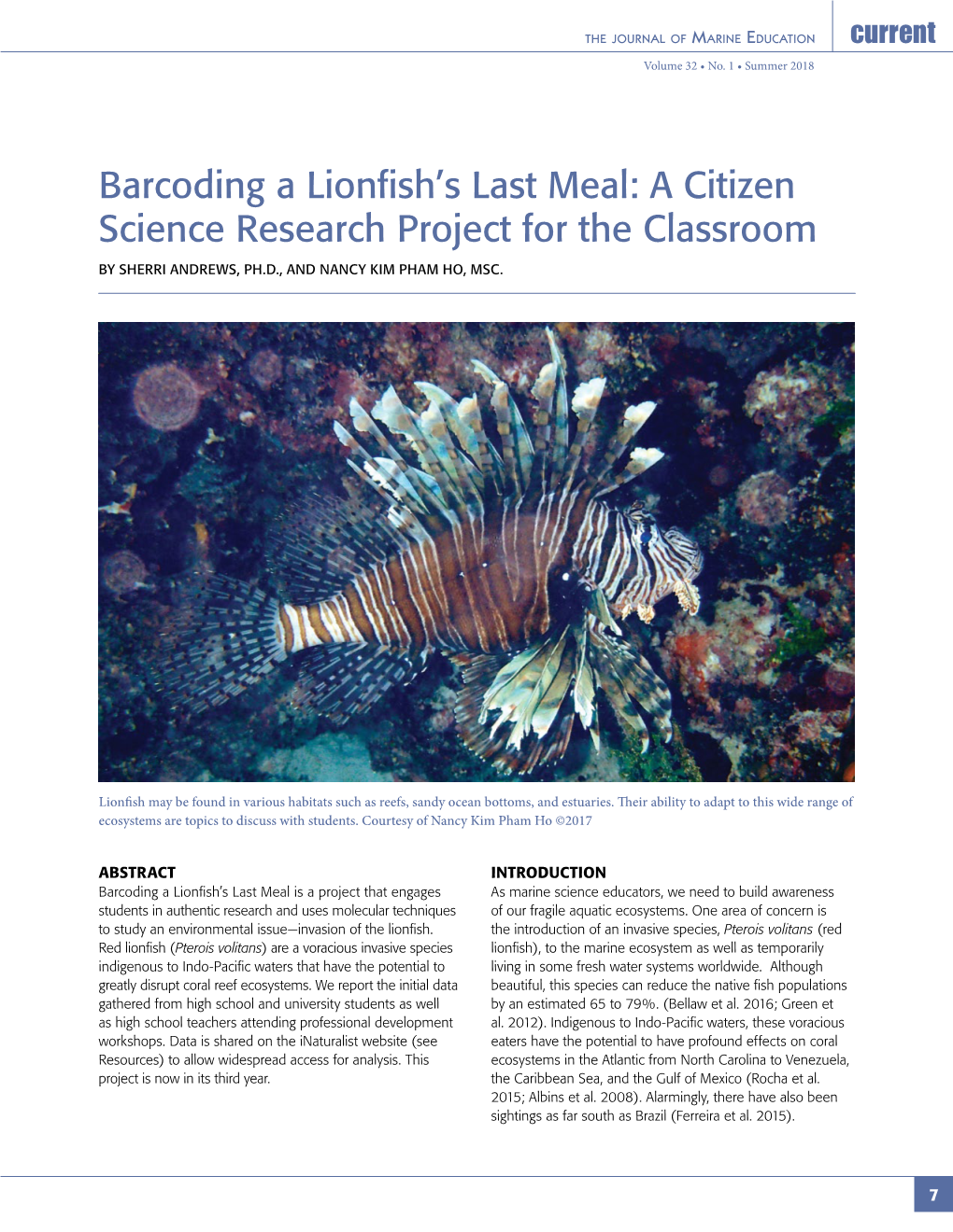 Barcoding a Lionfish's Last Meal: a Citizen Science Research Project for the Classroom